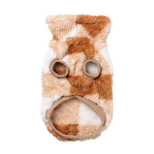Checkered Teddy Sweater - Tan